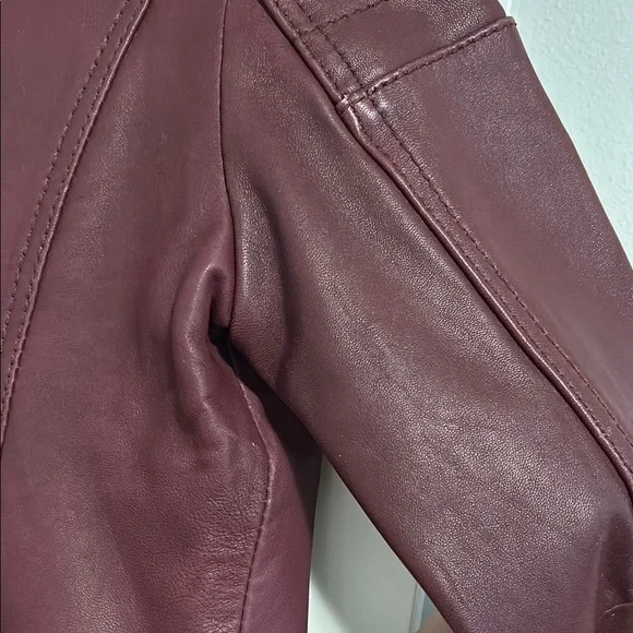 Michael Kors Burgundy Leather Jacket - Picture 6 of 6